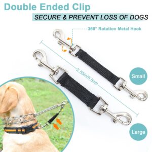 Mayerzon Backup Collar, Double Ended Clip and Carabiner for Prong Collar, Pinch Collar and Dog Harness, Safety Use for Walking and Training (L, Black)