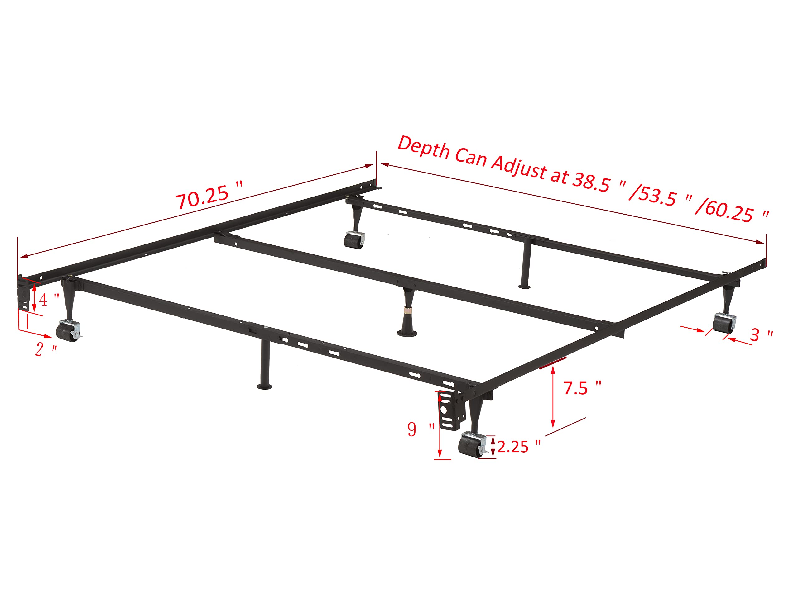 KB Designs – 7 Leg Adjustable Metal Bed Frame with Center Support Legs, Queen/Full/Full XL/Twin/Twin XL Beds