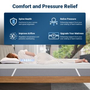 Full Size Mattress Topper, Avenco Mattress Topper Full Size Bed, 4 Inch Mattress Topper Full Memory Foam with Removable Cover for Teenage, Reversible Medium Firm, Comfort CertiPUR-US Foam White