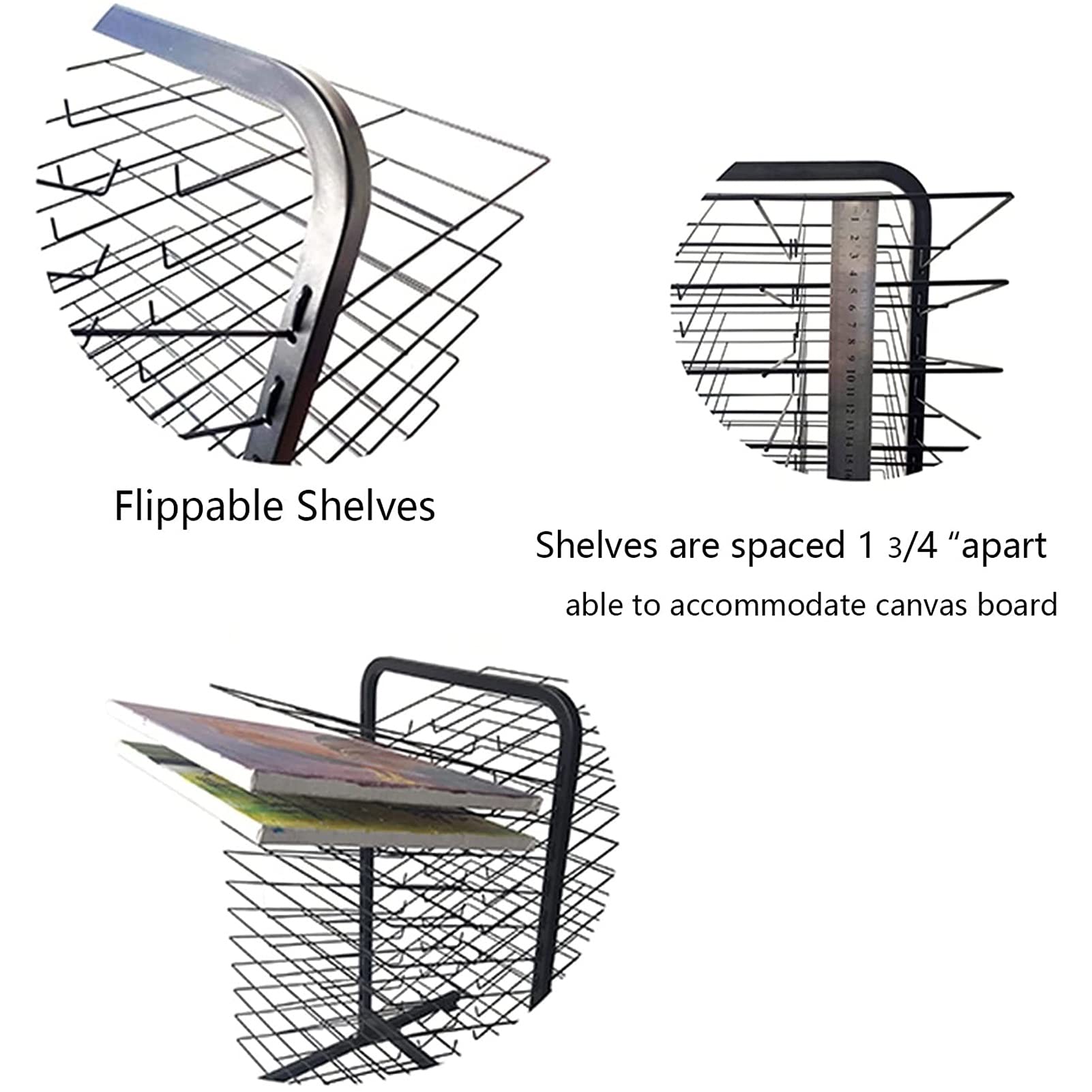 Drying Rack, Back-to-Back Double-Sided Mobile Art Drying Rack with Wire Shelves for Works of Art, Black Powder Coated Finish，Ideal for Schools and Art Clubs (Size : 50-Layer)