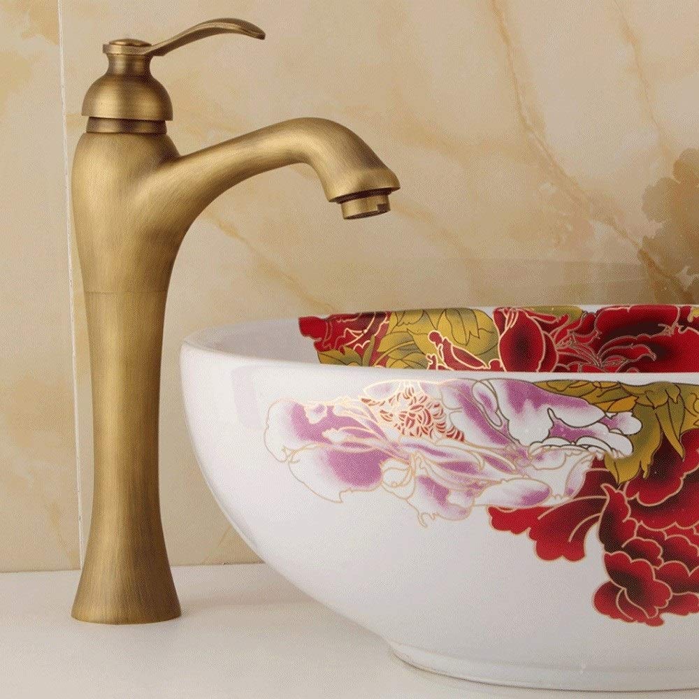 Mixer Tap Single Hole Vintage Bathroom Sink Taps Lever Basin Taps Solid Brass Bath Kitchen Tap Deck Mount Antique Sink Mixer Tap Rustproof All Copper Metal Hot And Cold Water Kitchen Tap