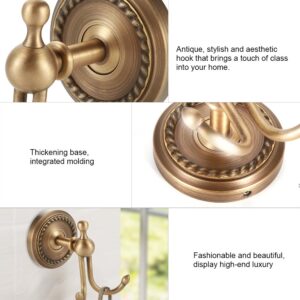 Brass Towel Hooks, Antique Robe Hooks Wall Mounted Double Coat Hook Bathroom Towel Hook Antique Brass Towel Hook for Bathroom, Hotel, Home