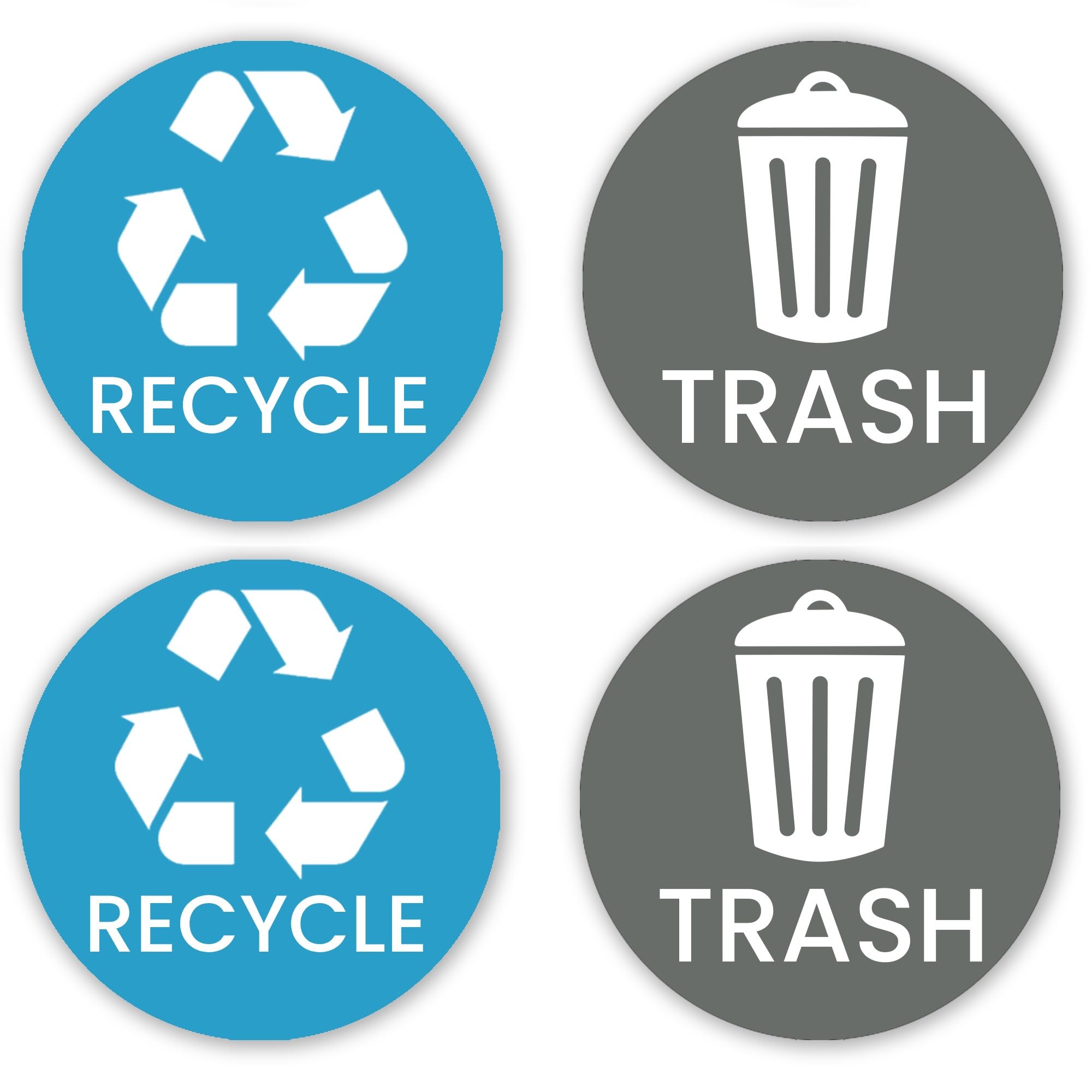 VBAP CORP Recycle Trash Bin Sticker - (Pack of 4) 3" Round Logo Sign Decal Labels Self-Adhesive Vinyl Laminated. Waterproof Indoor and Outdoor (Sky Blue/Gray)…