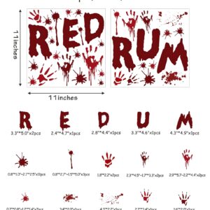 Halloween Redrum Murder Wall Decal Horror Ghost Hand Wall Decals Halloween Blood Splatter Decals Removable Peel and Stick Wall Stickers for Wall Halloween Party Window Decor