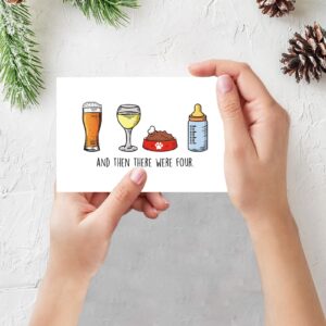 OJsensai Funny Baby Shower Card, Cute New Baby Card for New Mom Dad, Congratulation Card for Couple, And Then There Were Four