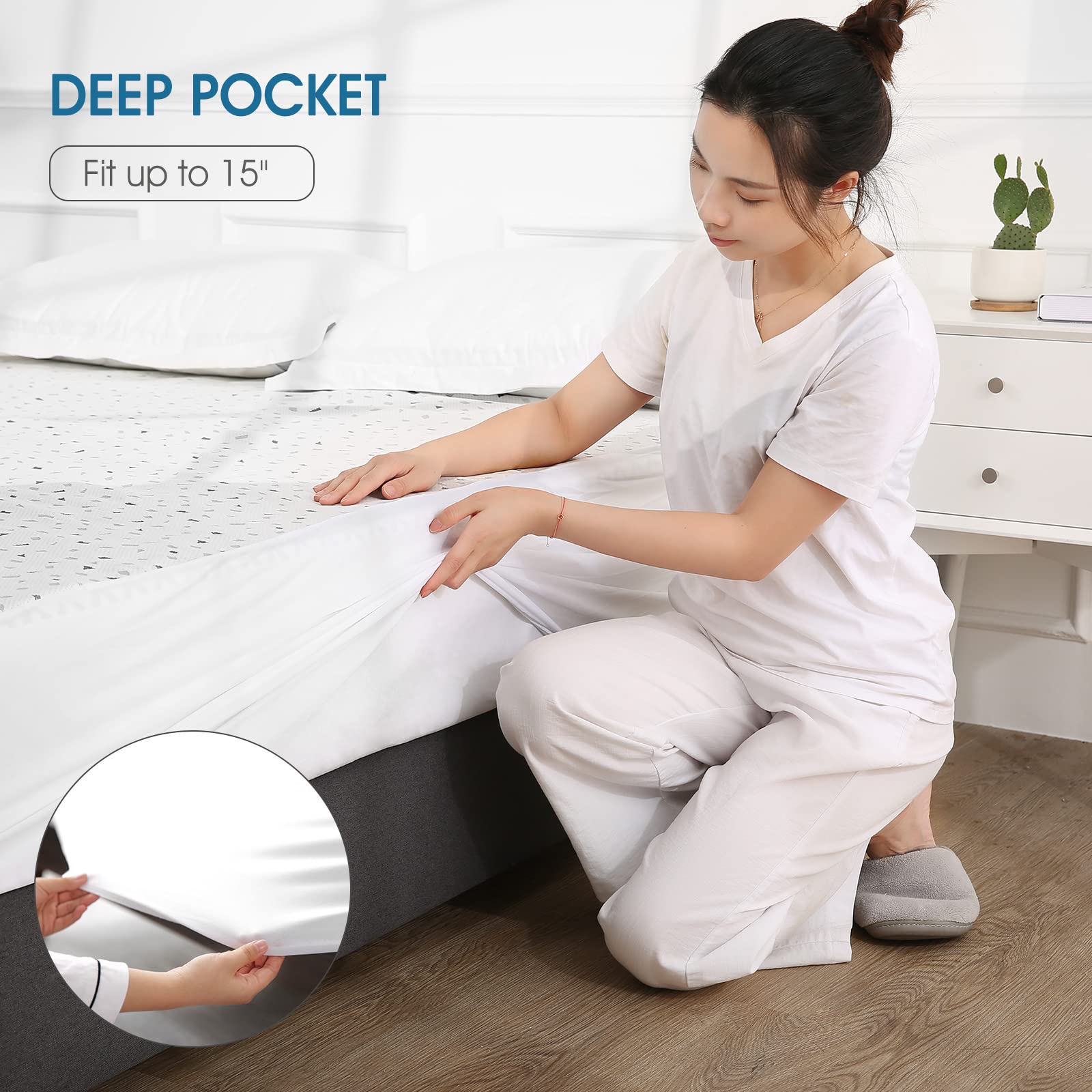 Heated Mattress Pad Queen Size 60"x80", Electric Underblanket Mattress Cover Bed Warmer Fit up to 15" Deep Pocket, Dual Control with 4 Heat Settings, Auto Off & Fast Heating & Machine Washable