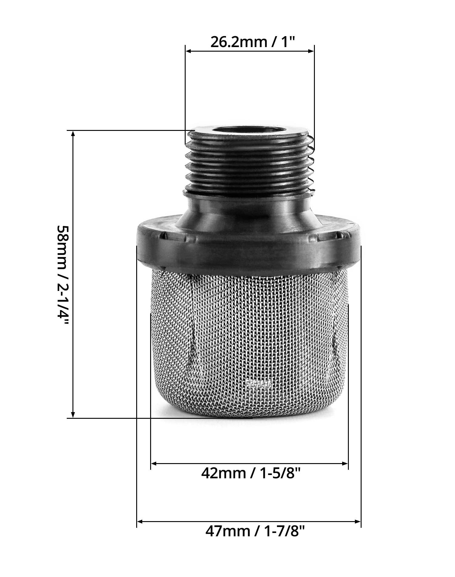 QWORK Airless Paint Sprayer Inlet Strainer, 2 Pcs 3/4 Inch Replacement Inlet Strainer Screen for Airless Paint Spray Gun