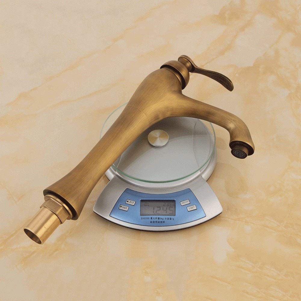 Mixer Tap Single Hole Vintage Bathroom Sink Taps Lever Basin Taps Solid Brass Bath Kitchen Tap Deck Mount Antique Sink Mixer Tap Rustproof All Copper Metal Hot And Cold Water Kitchen Tap