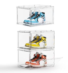 sneakerview clear shoe box – 360° clear plastic stackable sneaker storage organizer for sneakerhead. professional acrylic shoe display case men size 15 x large type a