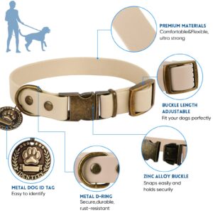 Wisedog Dog Collar and Leash Set Combo: Adjustable Durable Pet Collars with Dog Leashes for Small Medium Large Dogs,includes One Bonus of Poop Bag Holder (L, Sand Color)