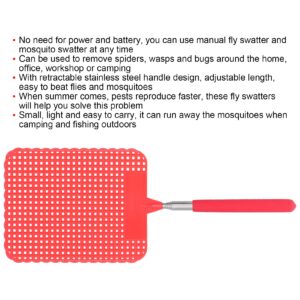 Telescopic Fly Swatter, Retractable Extendable Plastic Flyswatter Light Plastic with Stainless Steel Rod for Home for Office for Camping for Fishing(red)