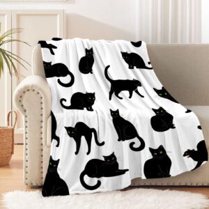 black cats blanket throw super soft and cozy blankets for home decoration, couch, bed, sofa 60"x50" medium for teen for all seasons