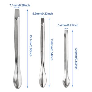 Piutouyar 15 Pcs 3 in 1 Lab Spoon Micro Lab Spatula Stainless Steel Lab Scoop for Reagent Sampling, Mixing, Measuring 105/125/140mm for a Set