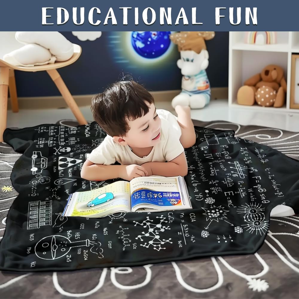 Science Formulas Chalkboard Math Physics Equation Blanket Flannel Throw Lightweight Super Soft Cozy Blankets for Couch Bed Sofa Chair, Gift for Birthday Thanksgiving Christmas 60"x50" for Teen