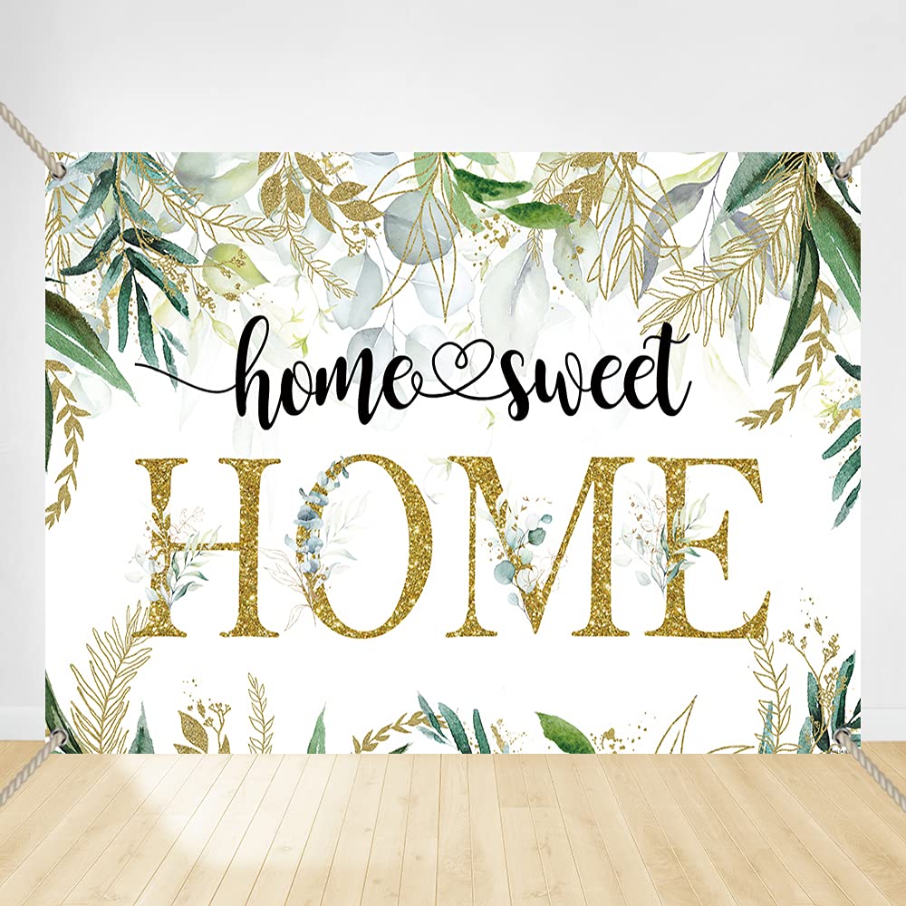 Crefelimas Greenery Home Sweet Home Backdrop Housewarming Decorations Background New House Party Photography Wedding Bridal Shower Copper Grommets Banner