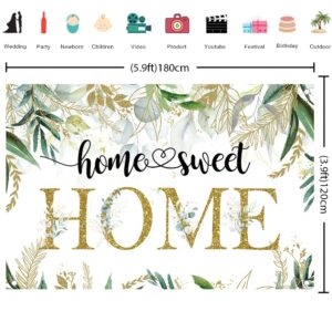 Crefelimas Greenery Home Sweet Home Backdrop Housewarming Decorations Background New House Party Photography Wedding Bridal Shower Copper Grommets Banner