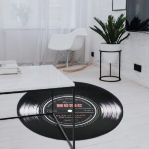 Aomesinc Vinyl Record Area Rug, Fashion Vinyl Record Pattern Floor Mat, Round Non Slip Rug((80X80cm),Style B)