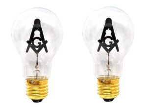 mandala crafts 3w freemason lightbulb freemason gifts for men - scottish rite shriners prince hall masonic gifts for men – 2 pcs freemason square and compass emblem light bulb for lodge altar decor