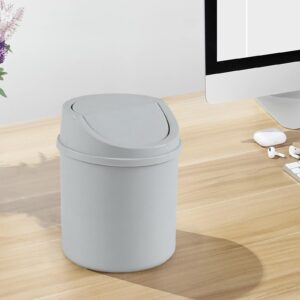 Knifrfish 0.5 Gallon Plastic Countertop Waste Bin with Swing Lid, Tiny Garbage Can, Mini Desktop Trash Can, Gray