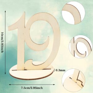 Decsun 20 PCS Wooden Table Numbers 1-20 Wedding Table Numbers with Base Wooden Table Number for Wedding Reception and Wedding Table Decorations