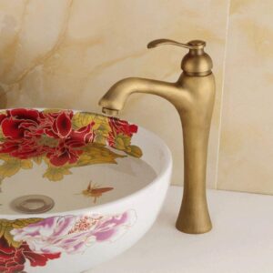 Mixer Tap Single Hole Vintage Bathroom Sink Taps Lever Basin Taps Solid Brass Bath Kitchen Tap Deck Mount Antique Sink Mixer Tap Rustproof All Copper Metal Hot And Cold Water Kitchen Tap