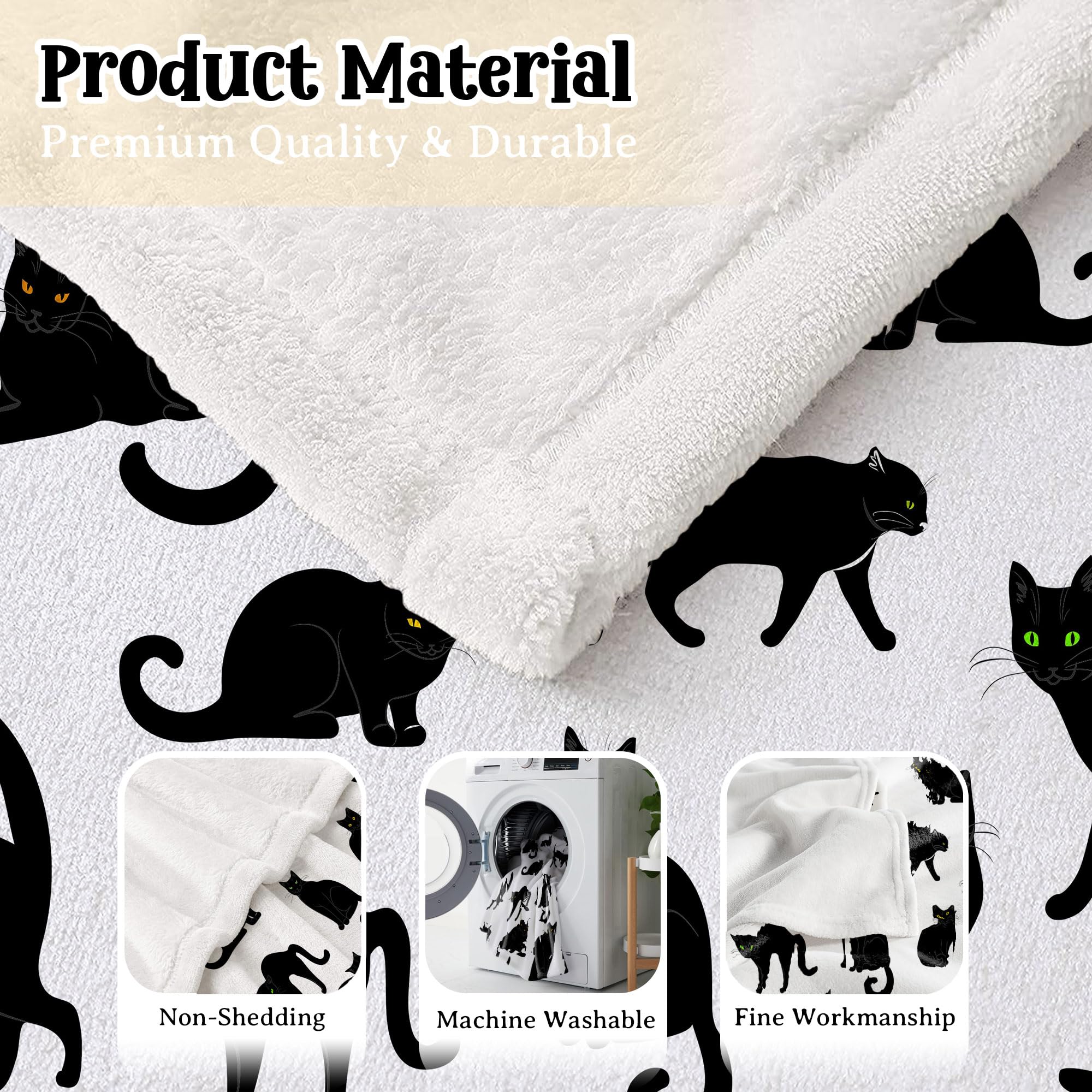 Black Cats Blanket Throw Super Soft and Cozy Blankets for Home Decoration, Couch, Bed, Sofa 60"x50" Medium for Teen for All Seasons