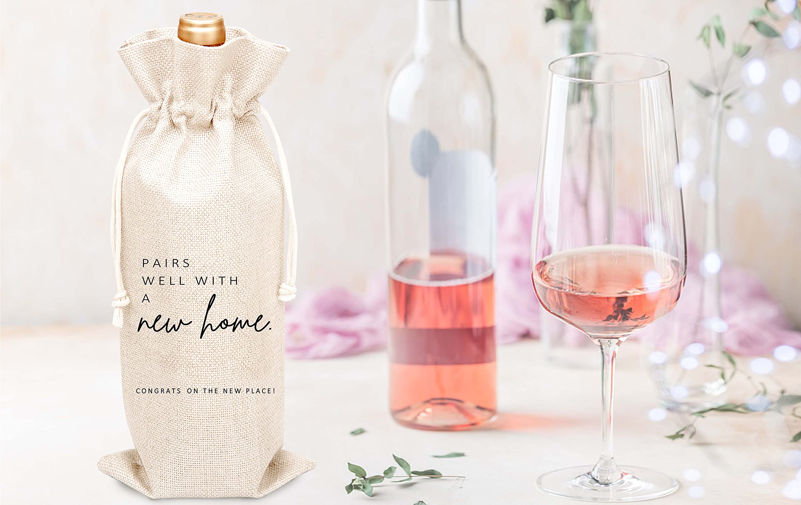 Housewarming Wine Gift Bags, New Home Wine Bag For Friends, Client Gift From Realtors, 1 Pc Wine Bag (A47)