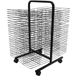 drying rack, back-to-back double-sided mobile art drying rack with wire shelves for works of art, black powder coated finish，ideal for schools and art clubs (size : 50-layer)