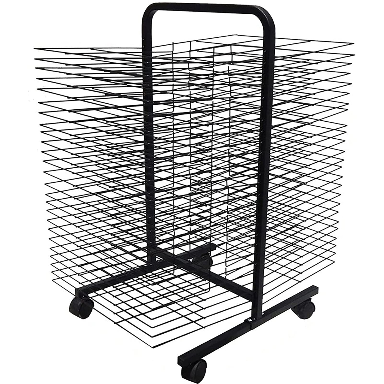 Drying Rack, Back-to-Back Double-Sided Mobile Art Drying Rack with Wire Shelves for Works of Art, Black Powder Coated Finish，Ideal for Schools and Art Clubs (Size : 50-Layer)