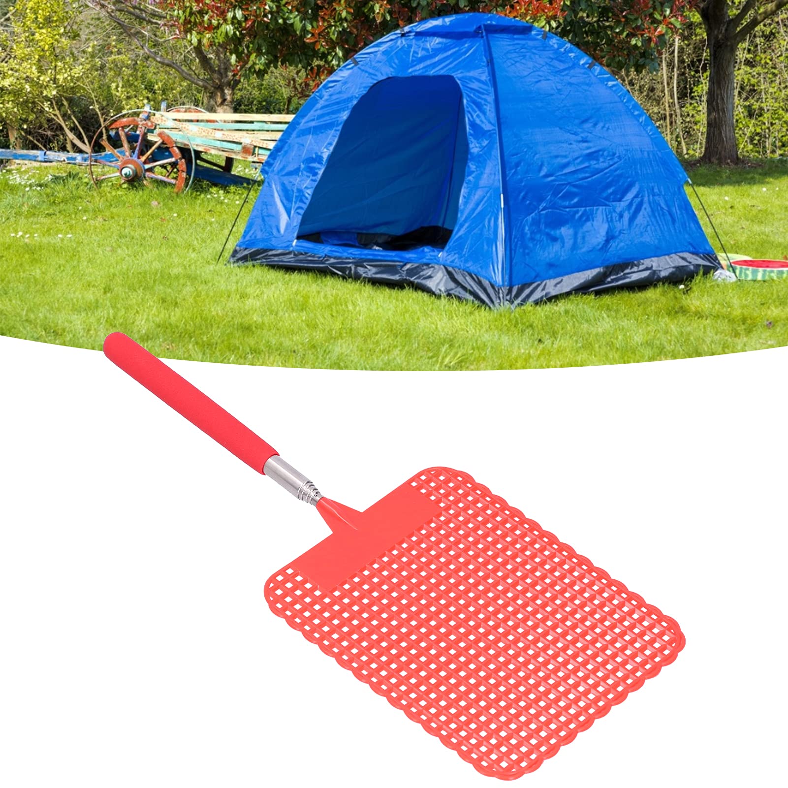 Telescopic Fly Swatter, Retractable Extendable Plastic Flyswatter Light Plastic with Stainless Steel Rod for Home for Office for Camping for Fishing(red)