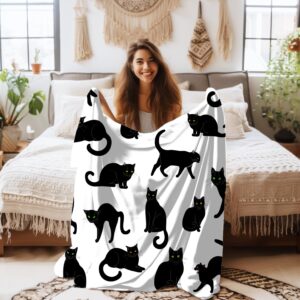 Black Cats Blanket Throw Super Soft and Cozy Blankets for Home Decoration, Couch, Bed, Sofa 60"x50" Medium for Teen for All Seasons