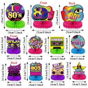 9 Pieces 80's Retro Party Supplies 1980 Party Honeycomb Centerpieces for Tables Decorations 80s Hippie Theme Party Table Topper Decorations for 1980s Birthday Baby Shower Party Suplies