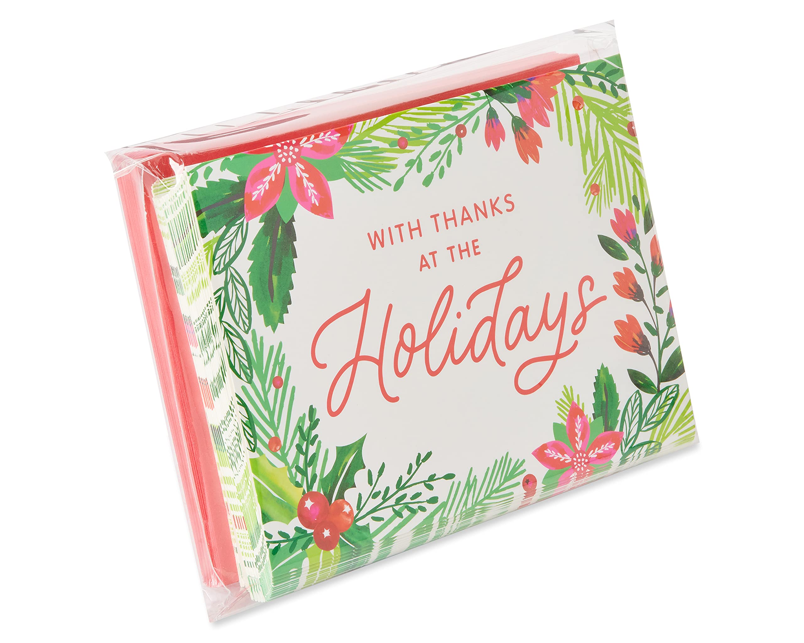 American Greetings Blank Christmas Thank You Cards with Envelopes, Holly (25-Count)