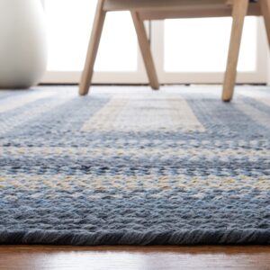 SAFAVIEH Braided Collection Area Rug - 5' x 8' Oval, Dark Grey & Blue, Flat Weave Reversible Cotton Design, Easy Care, Ideal for High Traffic Areas in Living Room, Bedroom (BRD651H)