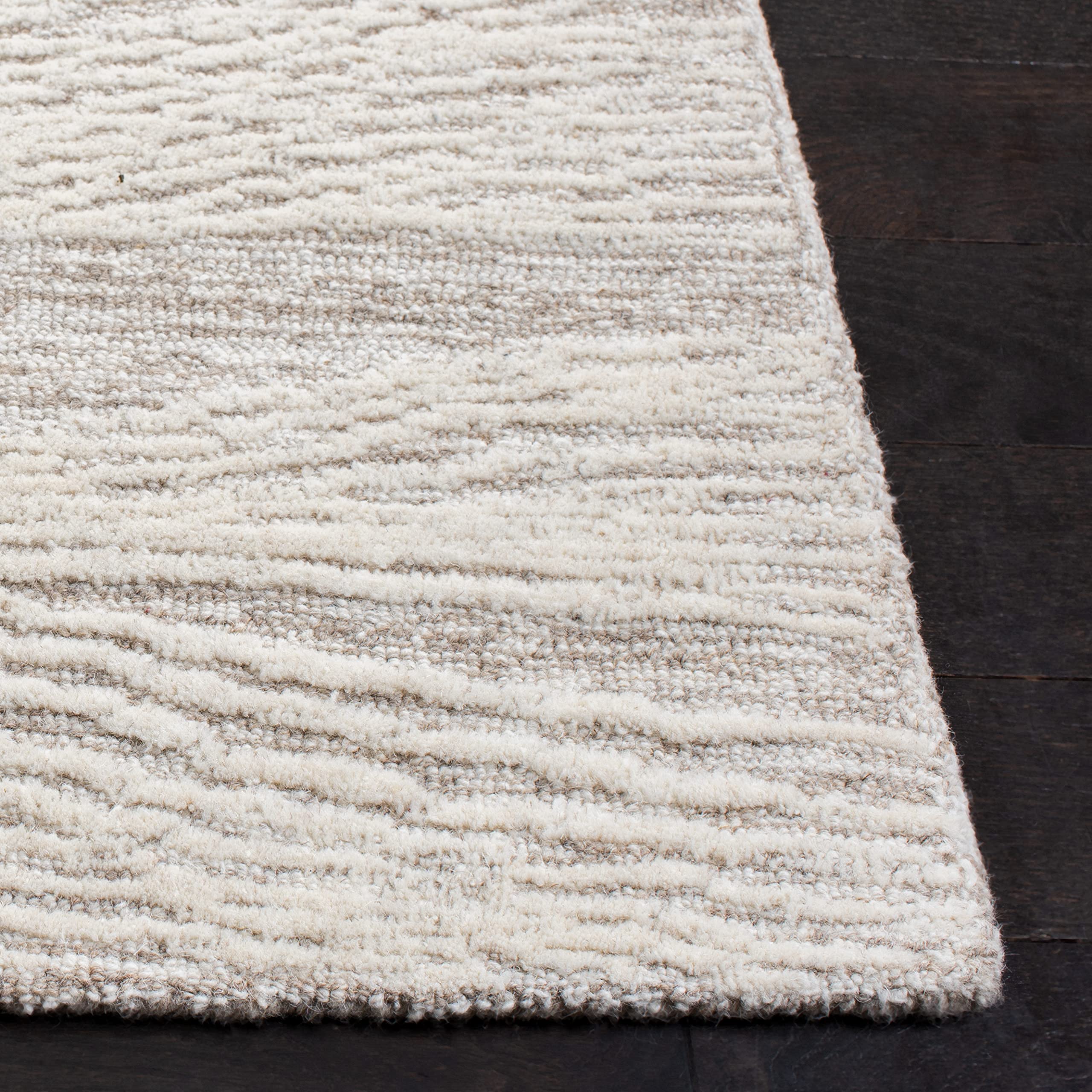 SAFAVIEH Metro Collection 6' Square NaturalIvory MET995A Handmade Premium Wool Living Room Dining Bedroom Area Rug