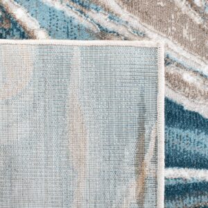 SAFAVIEH Meadow Collection 6' x 9' BeigeBlue MDW553B Modern Abstract Non-Shedding Living Room Dining Bedroom Area Rug