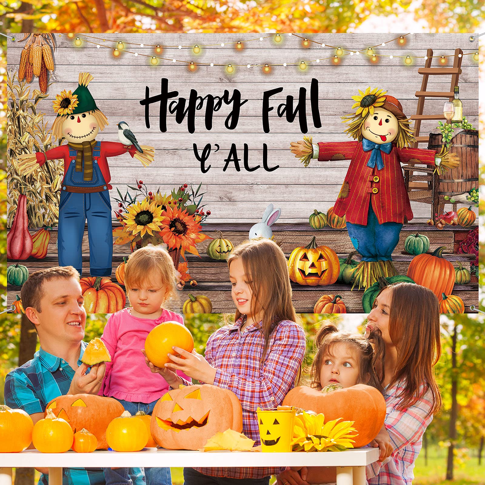 Fall Thanksgiving party Backdrop Extra Large Thanksgiving Decorations Outdoor Yard Banners Fall Thanksgiving Harvest Photography Backdrop Fall Party Supplies for Autumn Decorations, 72.8 x 43.3 Inch