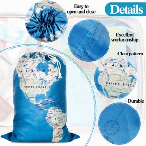 2 Pcs World Map Laundry Bag Travel Laundry Bag Polyester Heavy Duty Laundry with Drawstring Machine Washable Large Dirty Clothes Organizer Travel-size Laundry Bags for Camp Draw String Laundry Bags