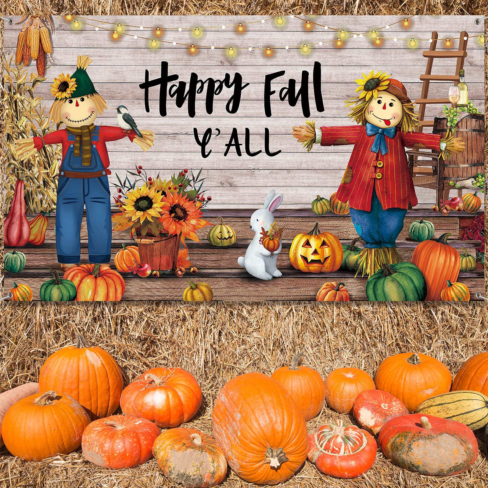 Fall Thanksgiving party Backdrop Extra Large Thanksgiving Decorations Outdoor Yard Banners Fall Thanksgiving Harvest Photography Backdrop Fall Party Supplies for Autumn Decorations, 72.8 x 43.3 Inch