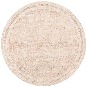 SAFAVIEH Abstract Collection 4' Round Ivory/Rust ABT340P Handmade Premium Wool Entryway Foyer Living Room Bedroom Kitchen Area Rug