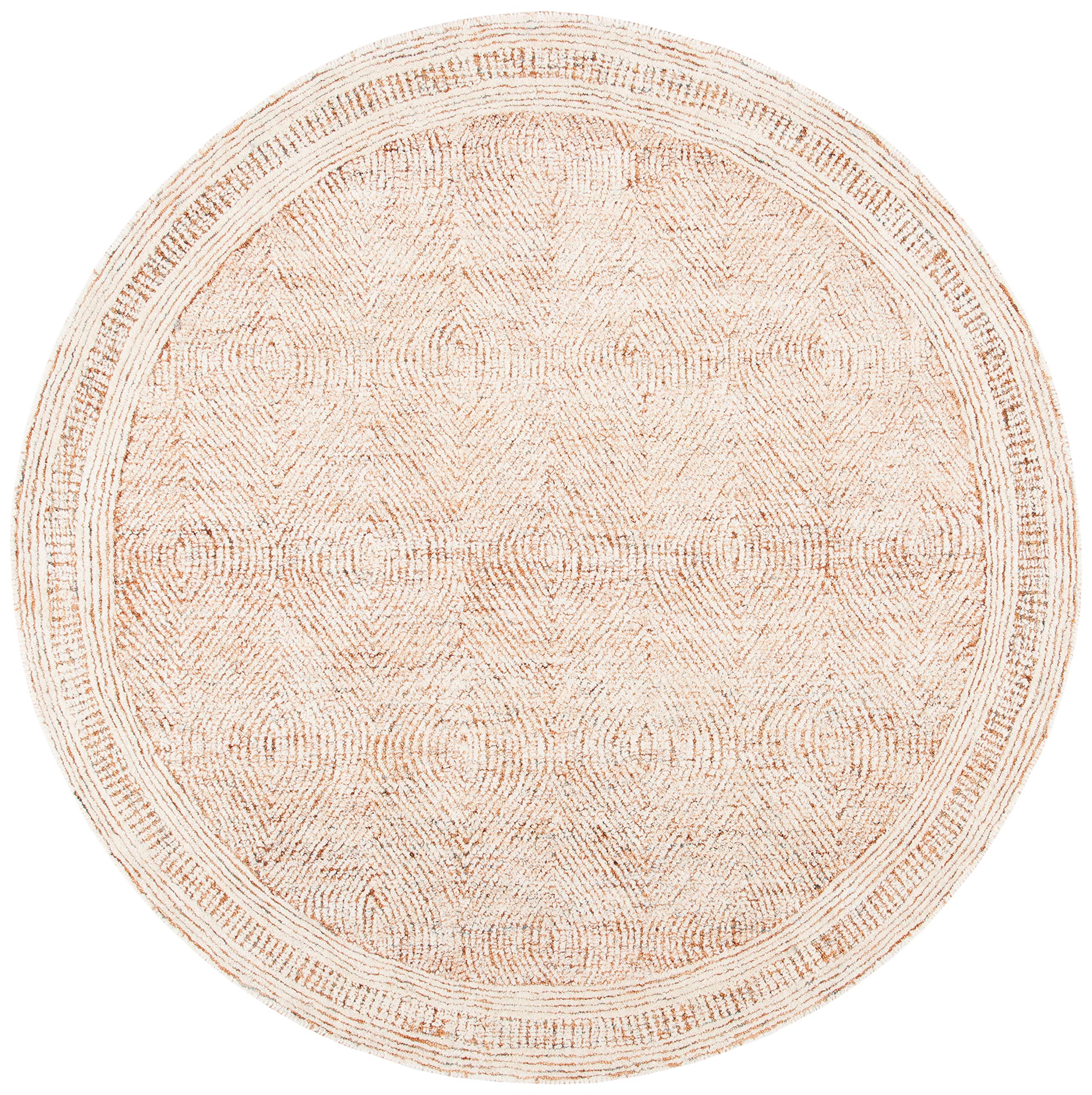 SAFAVIEH Abstract Collection 4' Round Ivory/Rust ABT340P Handmade Premium Wool Entryway Foyer Living Room Bedroom Kitchen Area Rug