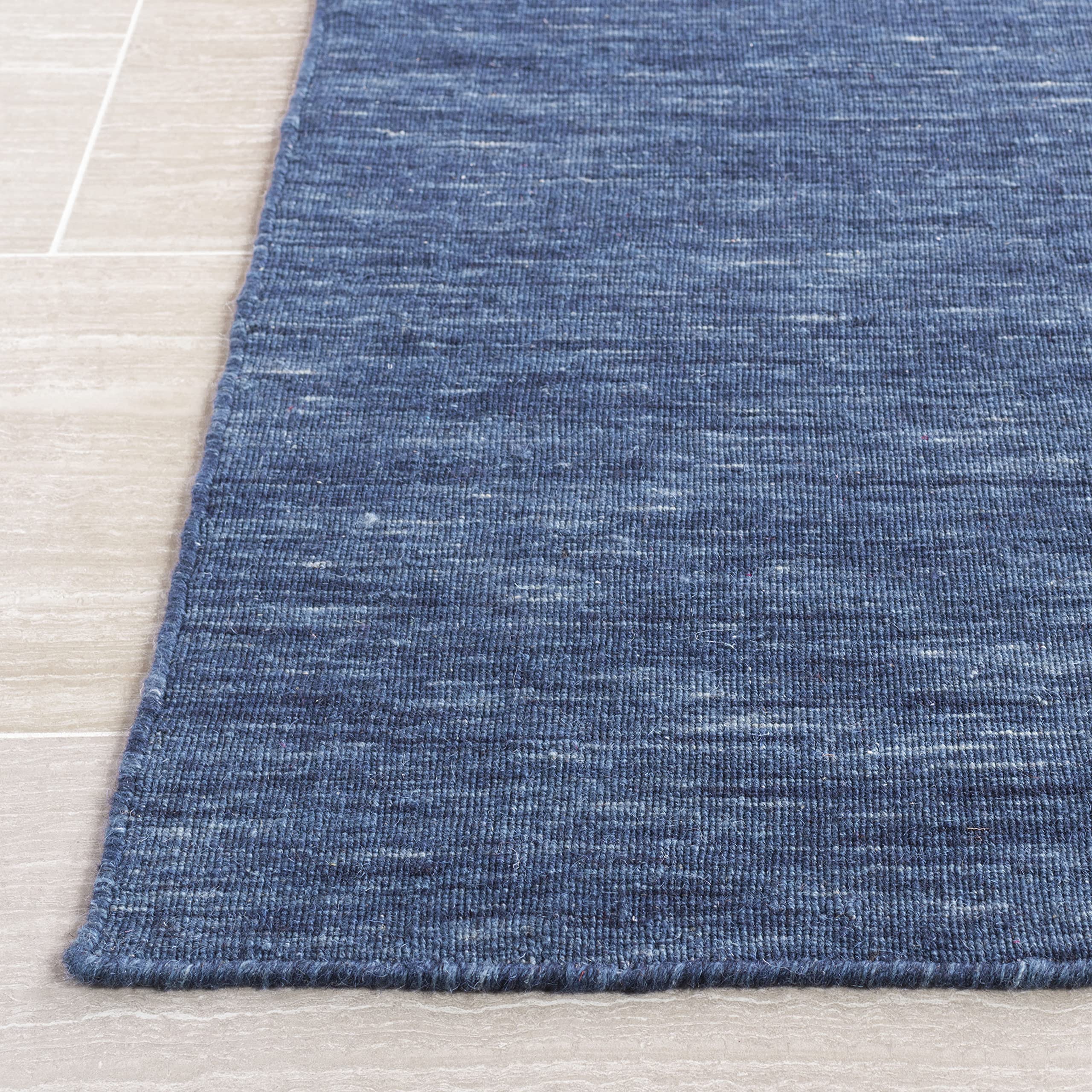 SAFAVIEH Kilim Collection Accent Rug - 3' x 5', Navy & Blue, Handmade Casual Solid Wool, Ideal for High Traffic Areas in Entryway, Living Room, Bedroom (KLM850N)