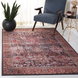 safavieh tucson collection accent rug - 4' x 6', rust & green, persian design, non-shedding machine washable & slip resistant ideal for high traffic areas in entryway, living room, bedroom (tsn114p)