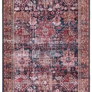 SAFAVIEH Tucson Collection Accent Rug - 4' x 6', Rust & Green, Persian Design, Non-Shedding Machine Washable & Slip Resistant Ideal for High Traffic Areas in Entryway, Living Room, Bedroom (TSN114P)