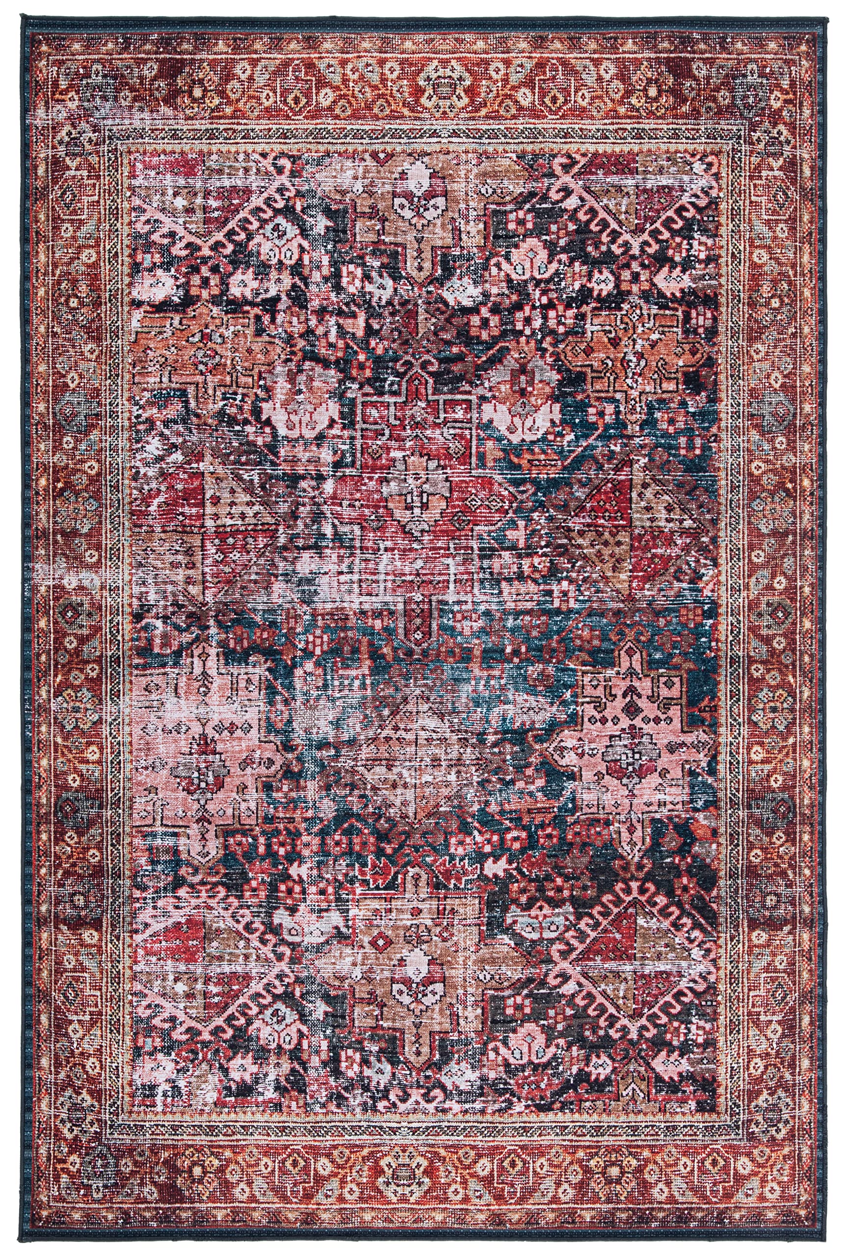 SAFAVIEH Tucson Collection Accent Rug - 4' x 6', Rust & Green, Persian Design, Non-Shedding Machine Washable & Slip Resistant Ideal for High Traffic Areas in Entryway, Living Room, Bedroom (TSN114P)