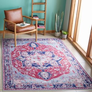 safavieh tucson collection accent rug - 3' x 5', red & navy, persian design, non-shedding machine washable & slip resistant ideal for high traffic areas in entryway, living room, bedroom (tsn108q)