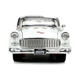 Big Time Muscle 1:24 1955 Chevy Bel Air Die-Cast Car, Toys for Kids and Adults(White/Gold Flames)