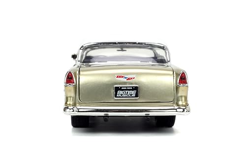 Big Time Muscle 1:24 1955 Chevy Bel Air Die-Cast Car, Toys for Kids and Adults(White/Gold Flames)