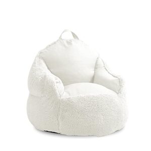 heritage kids idea nuova bean bag faux fur chair, ivory, large