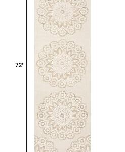 SAFAVIEH Blossom Collection 2' 3" x 6' Ivory/Beige BLM108B Handmade Premium Wool Entryway Foyer Living Room Bedroom Kitchen Runner Rug